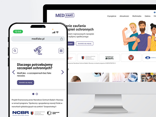 zdjęcie przedstawia widok strony głównej dla projektu medfake